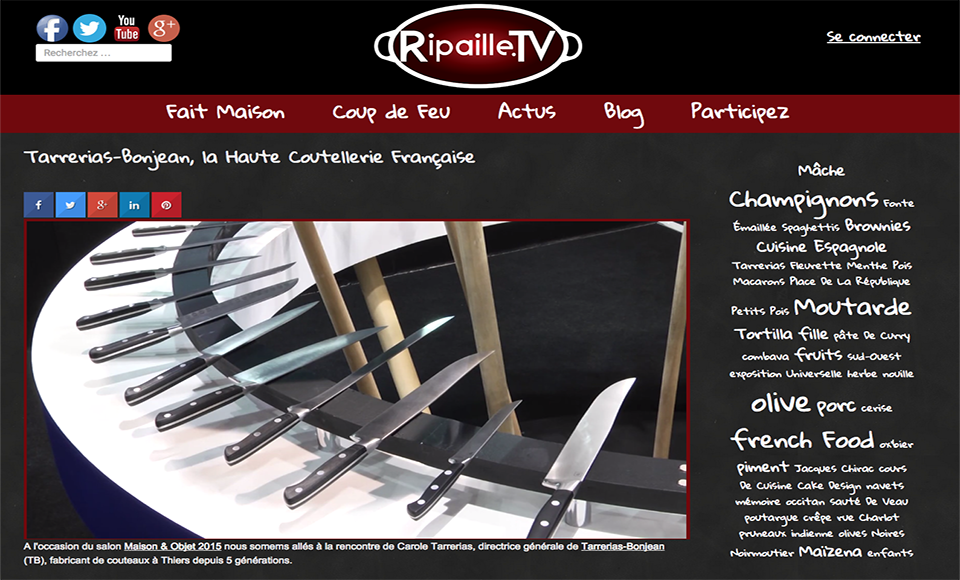TB Groupe and their knives from Thiers featured on Ripaille.TV