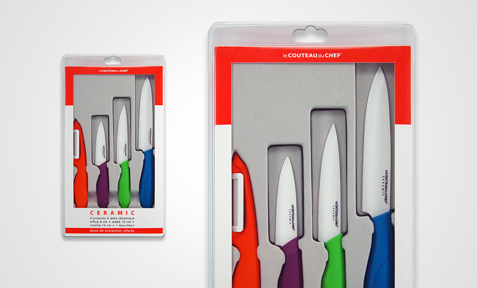 A set of ceramic kitchen knives with spring colors! 